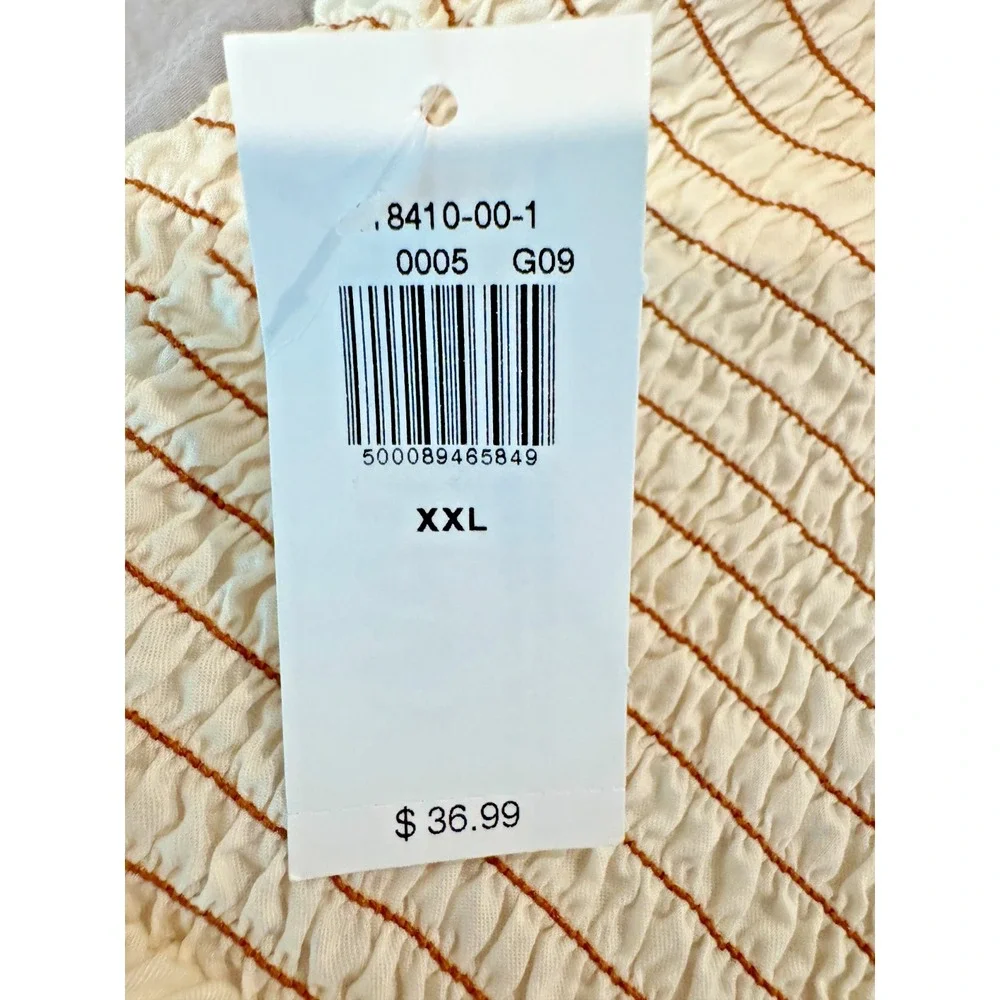 Old Navy Smocked Top Women's Size XXL Cream Peplum Waist Elastic Bodice NWT